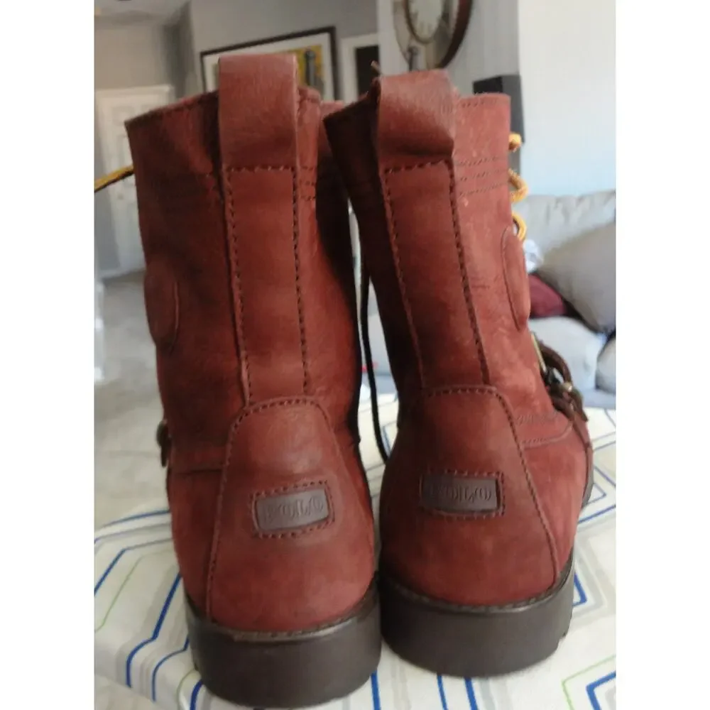 Polo Ralph Lauren Mens 9 Burgundy Red Ranger Leather Moc Toe Chukka Ankle Boots